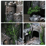 Aquarium Fish Tank Ornament Decor Landscape Ancient Castle Tower Hide Cave Resin - Top-Down View