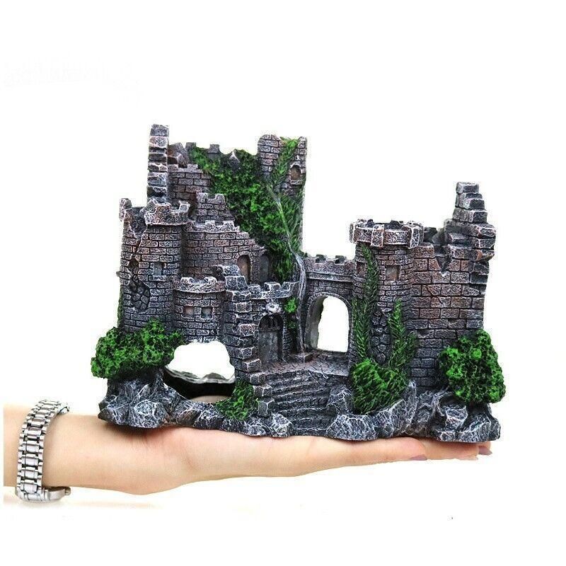 Aquarium Fish Tank Ornament Decor Landscape Ancient Castle Tower Hide Cave Resin