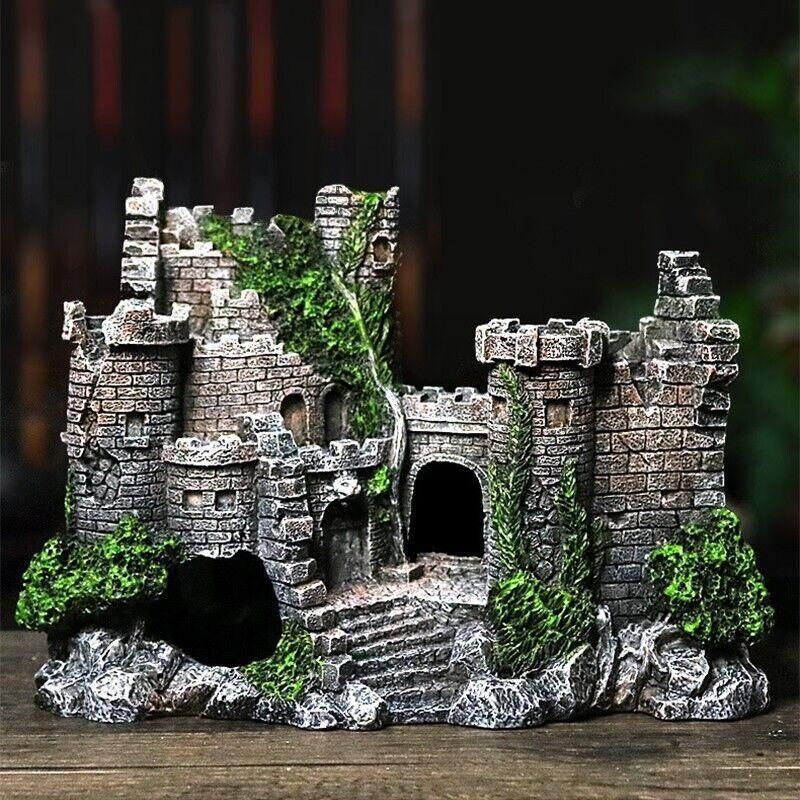 Aquarium Fish Tank Ornament Decor Landscape Ancient Castle Tower Hide Cave Resin