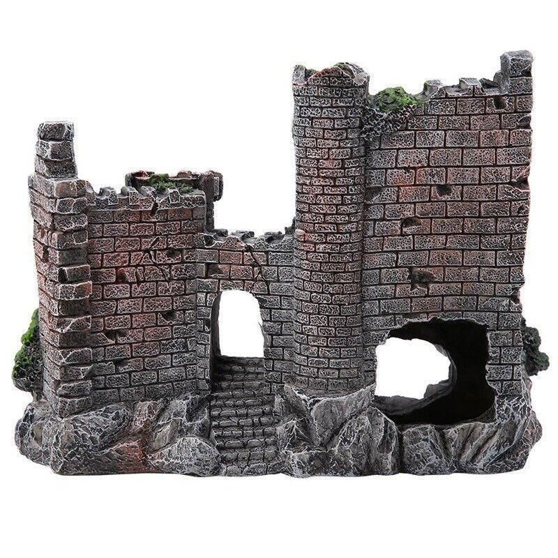 Aquarium Fish Tank Ornament Decor Landscape Ancient Castle Tower Hide Cave Resin