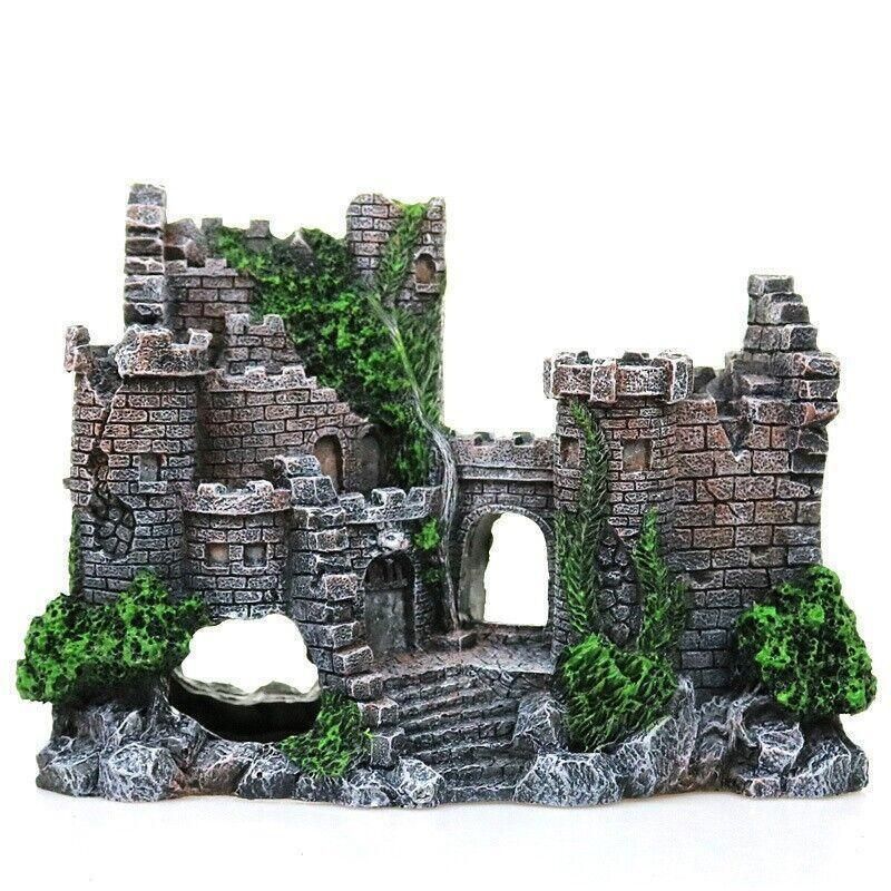 Aquarium Fish Tank Ornament Decor Landscape Ancient Castle Tower Hide Cave Resin