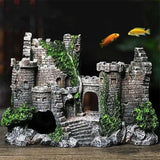 Aquarium Fish Tank Ornament Decor Landscape Ancient Castle Tower Hide Cave Resin - Extra Image