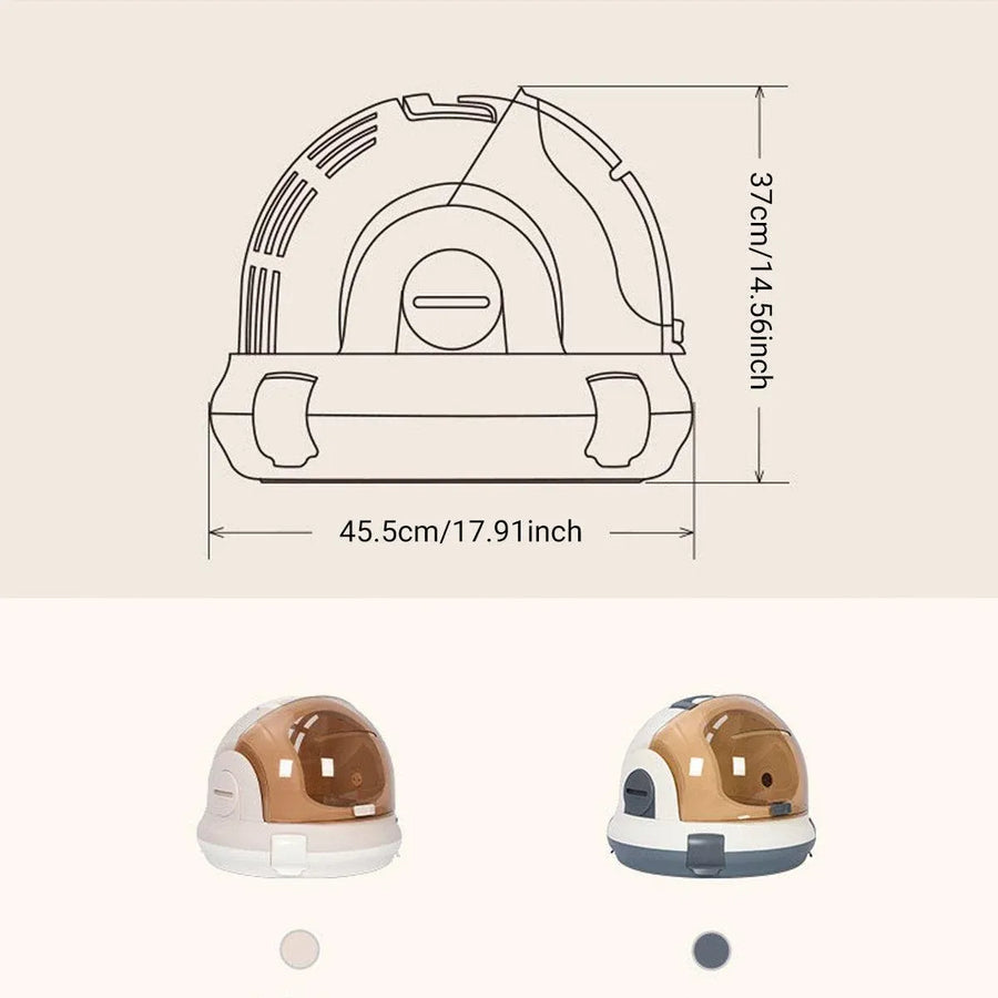 Portable Cat Carrier Space Capsule Large Capacity Aviation Travel Kitty Basket - Champagne