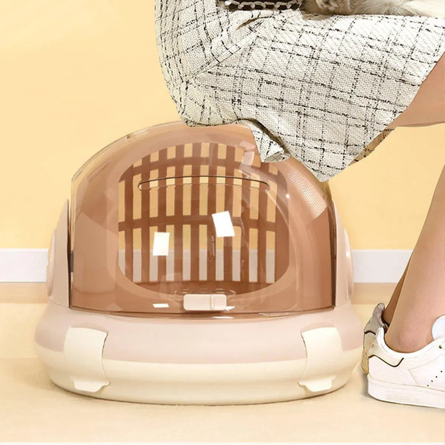 Portable Cat Carrier Space Capsule Large Capacity Aviation Travel Kitty Basket - Grey