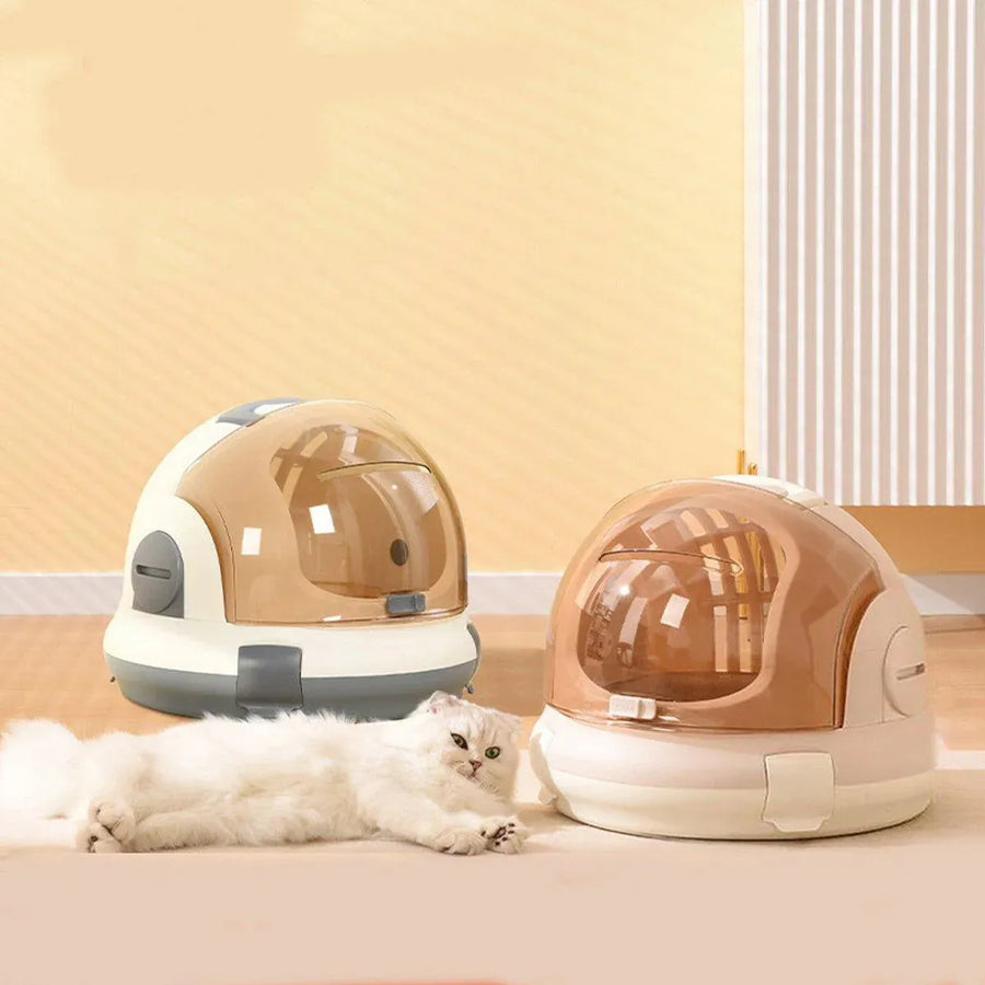 Portable Cat Carrier Space Capsule Large Capacity Aviation Travel Kitty Basket - Grey