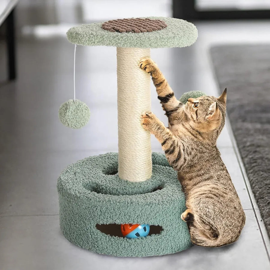 Cat Climbing Toy Small Jump Platform with Claw Scratching Board for Kittens Play - Green