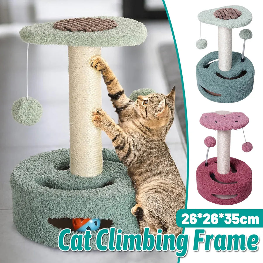 Cat Climbing Toy Small Jump Platform with Claw Scratching Board for Kittens Play - Pink