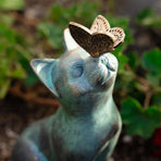 Beautiful Cat Statue With Rounded Back Garden Decor Ornament Outdoor Decoration
