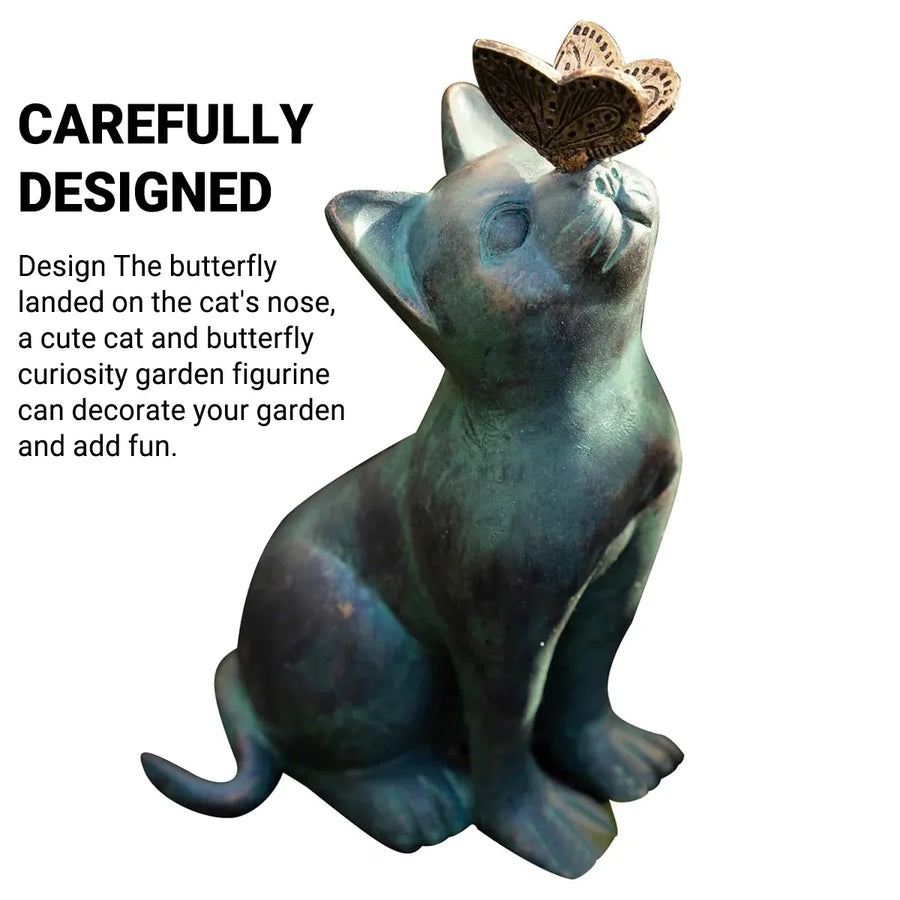 Beautiful Cat Statue With Rounded Back Garden Decor Ornament Outdoor Decoration