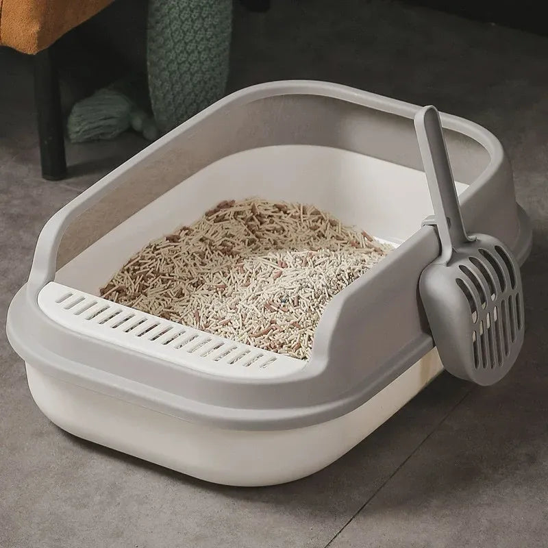 12L Semi Enclosed Large Cat Litter Box with Delivery Shovel Easy Clean Toilet - Green-Orange