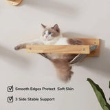 Solid Wood Wall Mounted Cat Hammock Pet Bed for Indoor Cats - 45-Degree Angle