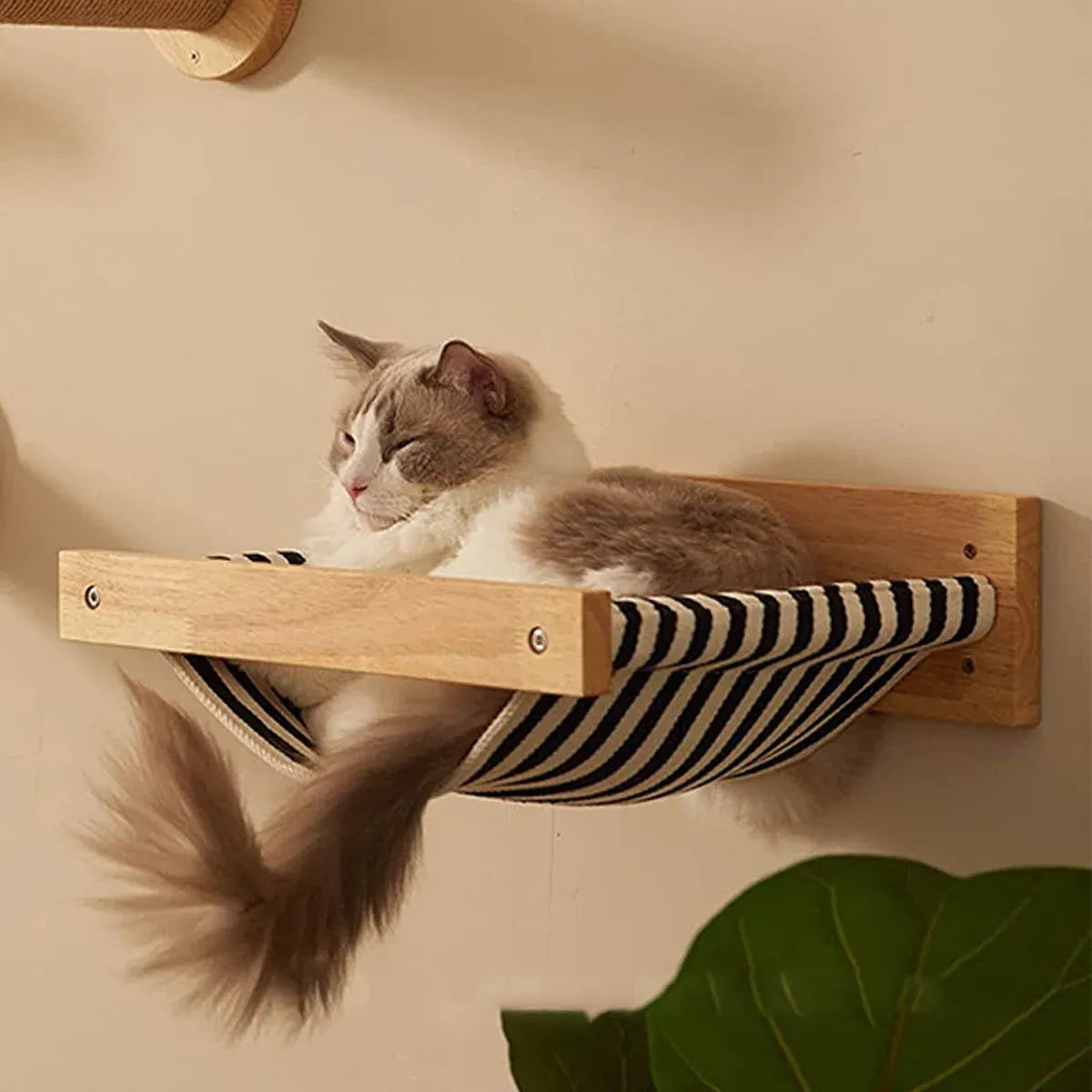 Solid Wood Wall Mounted Cat Hammock Pet Bed for Indoor Cats