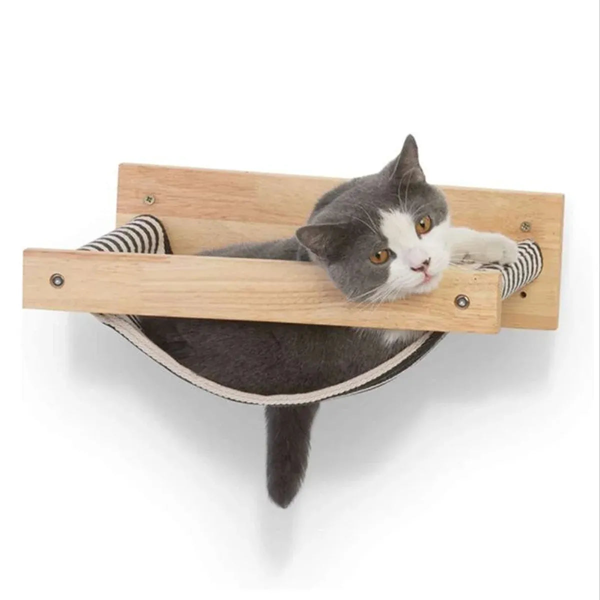 Solid Wood Wall Mounted Cat Hammock Pet Bed for Indoor Cats