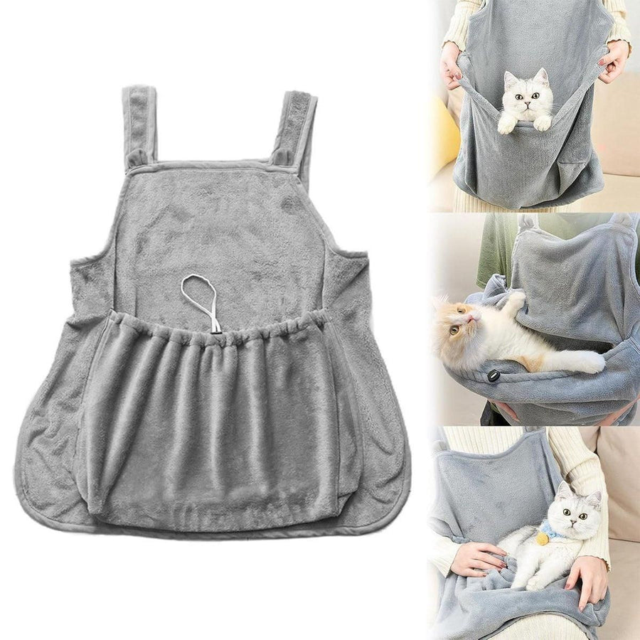 Non-stick Hair Cat Apron Kangaroo Style Pet Grooming Bib No-Hole Design