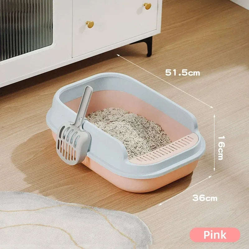 12L Semi Enclosed Large Cat Litter Box with Delivery Shovel Easy Clean Toilet - Purple-Pink