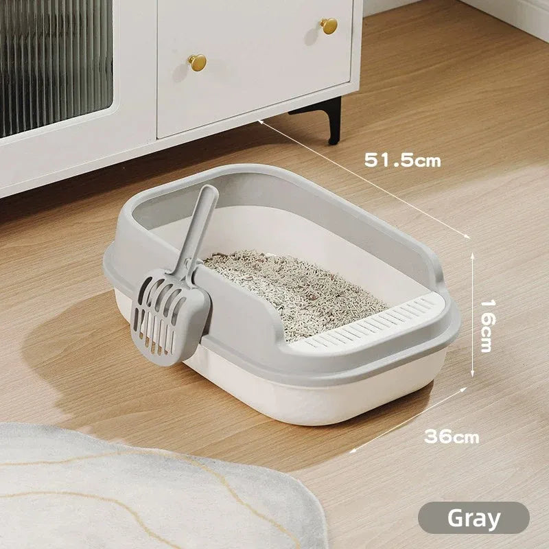 12L Semi Enclosed Large Cat Litter Box with Delivery Shovel Easy Clean Toilet - Purple-Pink