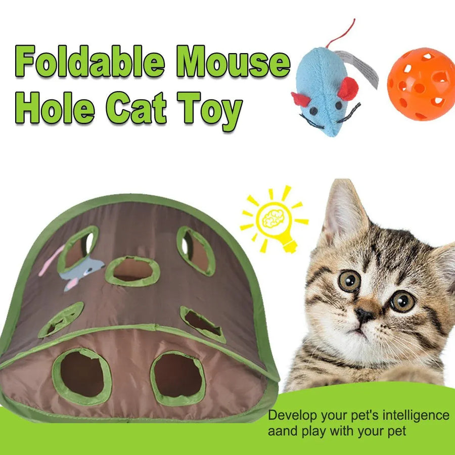 Cat Cave Collapsible Pet Bed Cat Toys Mouse Scratching Play Toy for Cats Kittens