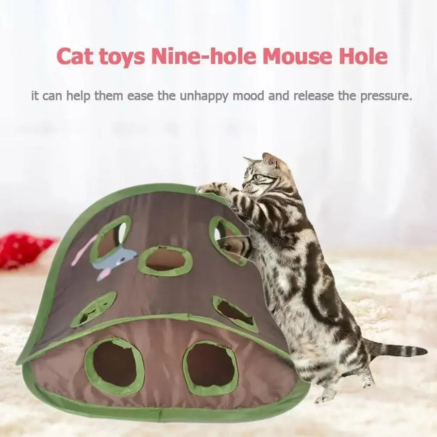 Cat Cave Collapsible Pet Bed Cat Toys Mouse Scratching Play Toy for Cats Kittens