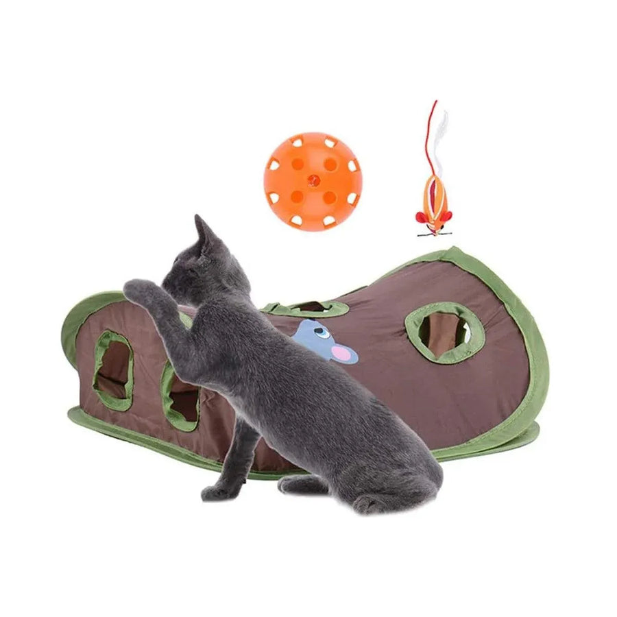 Cat Cave Collapsible Pet Bed Cat Toys Mouse Scratching Play Toy for Cats Kittens