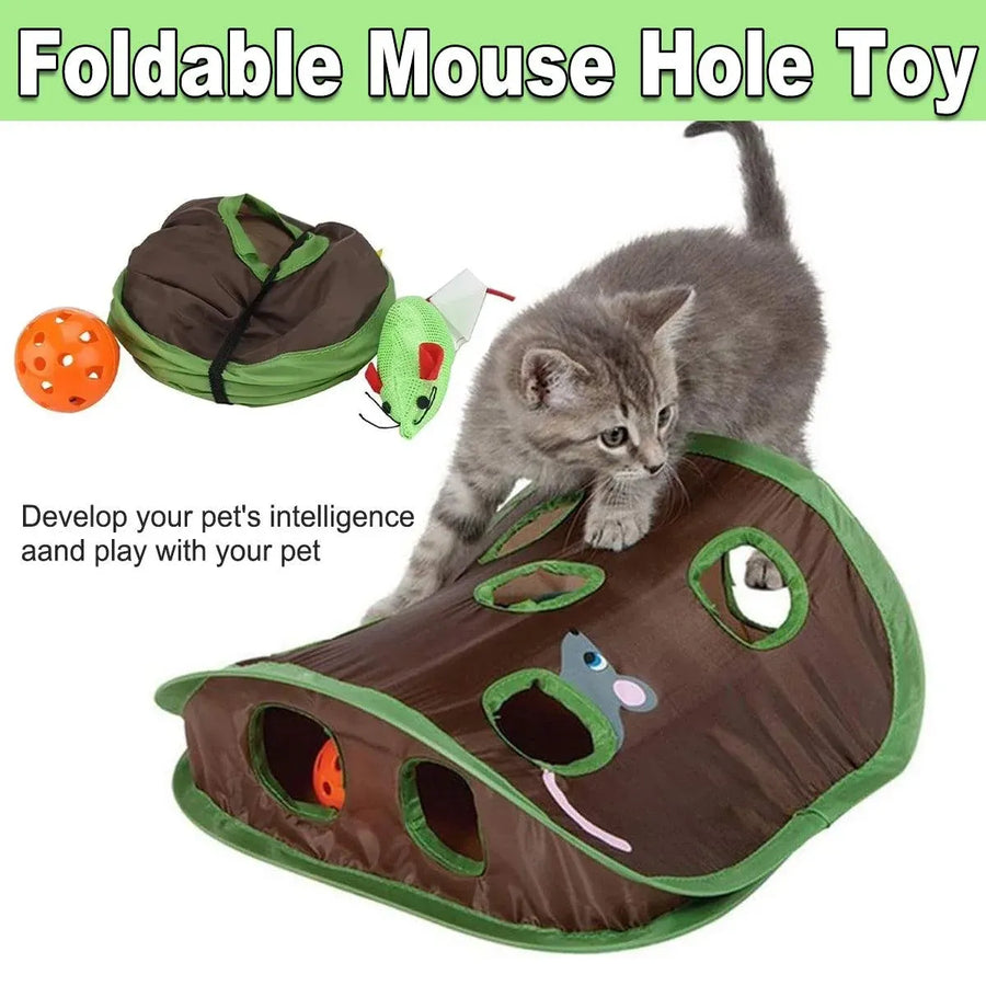 Cat Cave Collapsible Pet Bed Cat Toys Mouse Scratching Play Toy for Cats Kittens
