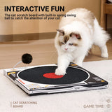 Record Player Cat Scratching Board Corrugated Cardboard Cat Toy - Rear View