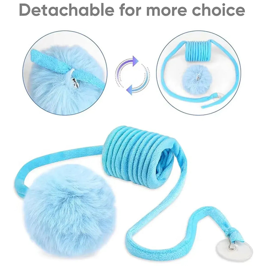 3PCS Suction Cup Cat Toys Pom Ball Cat Toy Spring Cat Interactive Play Set