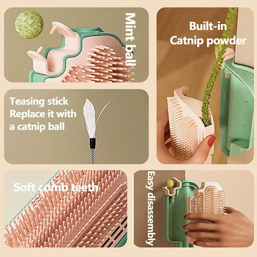 Wall Mounted Scratcher Cat Fur Rubbing Toy Scratching Post Pet Wall Scratcher - Catnip Type