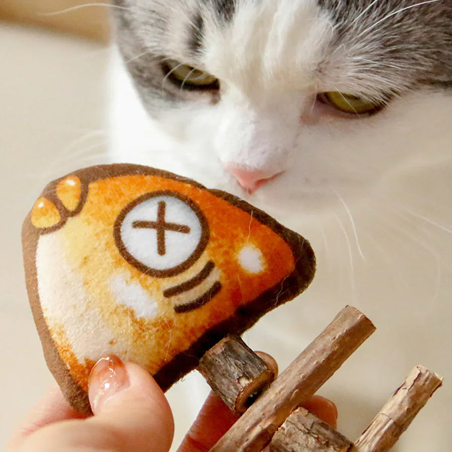 Cat Toy Simulated Fish Bone Simulated Squid Plush Chew Interactive for Cats Play - Fish Bones