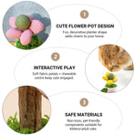 Catnip Ball Cat Chew Toy Cute Flower Pot Shaped Interactive Play Teeth Cleaning - Pink