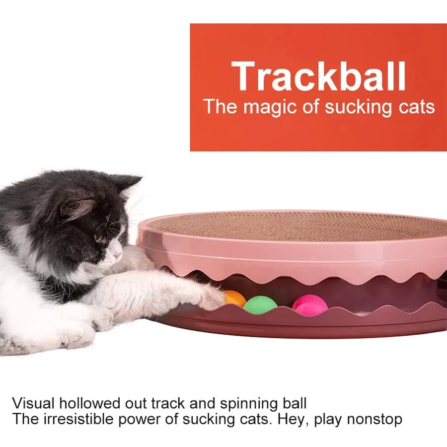 Cat Scratcher Turntable Toy Large Round Corrugated Board Nest Scratch Resistant - Pink