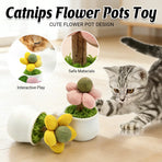 Catnip Ball Cat Chew Toy Cute Flower Pot Shaped Interactive Play Teeth Cleaning - Yellow