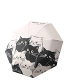 1PC Cartoon Black White Cat Automatic Folding Sun Umbrella Anti-UV For Unisex - Front View
