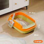 12L Semi Enclosed Large Cat Litter Box with Delivery Shovel Easy Clean Toilet - White-Grey