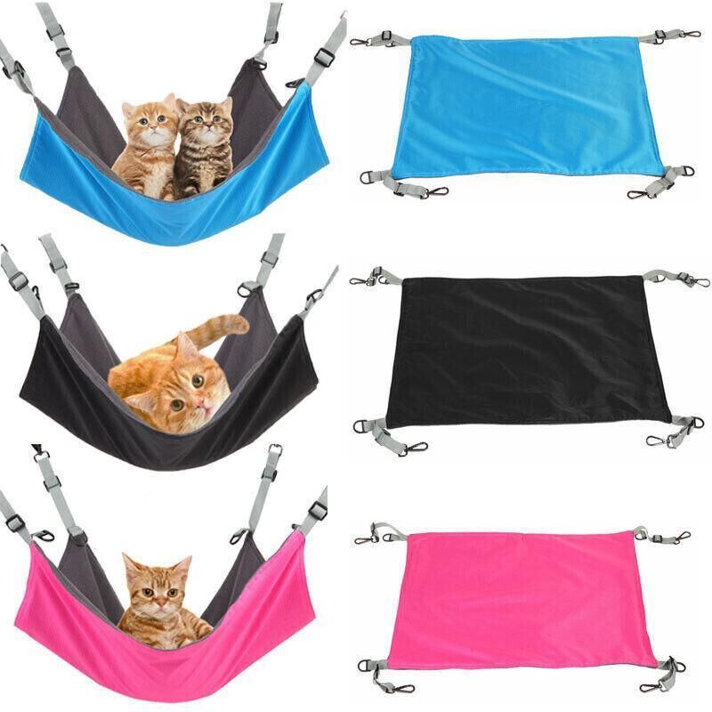 Waterproof Cat Hammock Hanging Bed Double Layer Dual Side Sleep Cage Swing Chair - Black