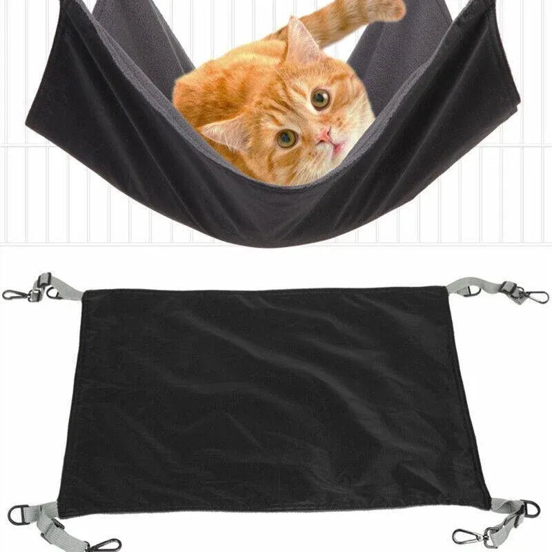 Waterproof Cat Hammock Hanging Bed Double Layer Dual Side Sleep Cage Swing Chair - Black