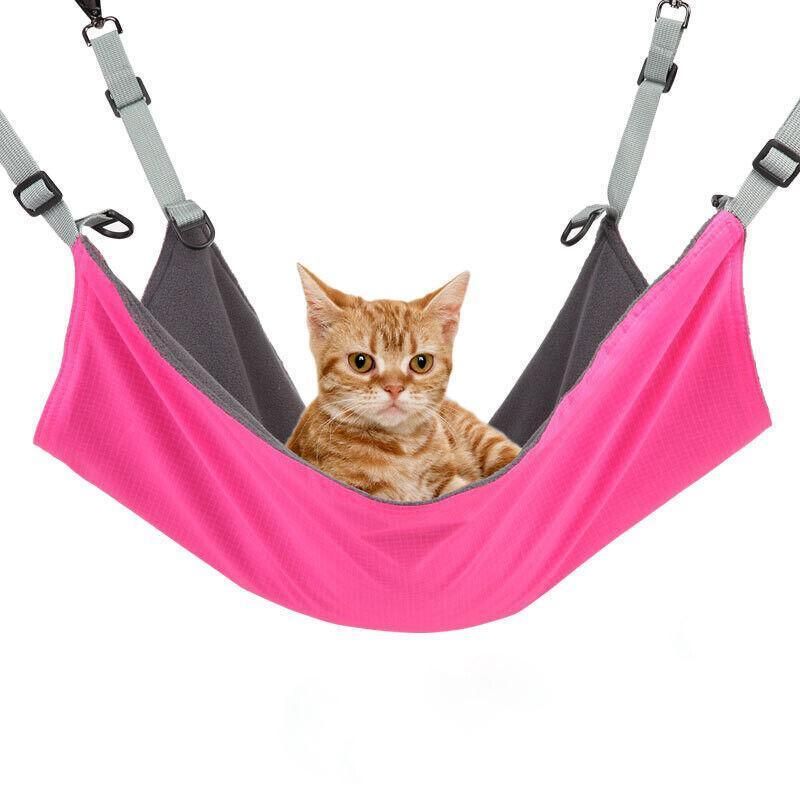 Waterproof Cat Hammock Hanging Bed Double Layer Dual Side Sleep Cage Swing Chair - Pink
