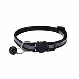 Reflective Cat Collar with Breakaway Buckle and Bell Adjustable for Small Pet Use - Black