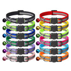 Reflective Cat Collar with Breakaway Buckle and Bell Adjustable for Small Pet Use - Rose Red