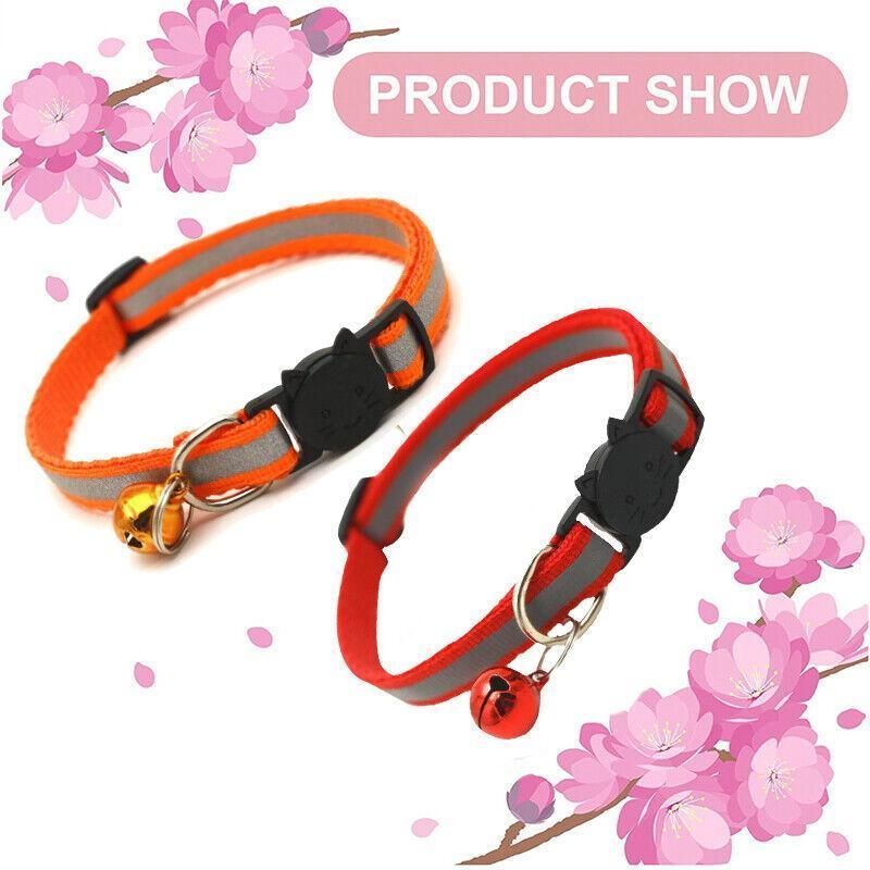 Reflective Cat Collar with Breakaway Buckle and Bell Adjustable for Small Pet Use - Yellow