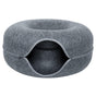 Felt Cat Tunnel Bed Round Donut Cave Nest for Kittens and Small Pets 60x30cm - Dark Grey