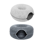 Felt Cat Tunnel Bed Donut Cave Nest for Kittens and Small Pets 50x30cm - Light Grey