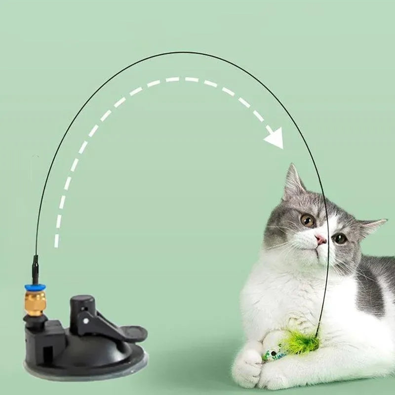 Cat Play Toy Simulation Birds Teaser Wand Interactive Stick with Suction Cup - 2