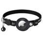 Reflective Pet Collar with Holder for AirTag Tracker – Anti-Lost Cat Dog Tag - Black