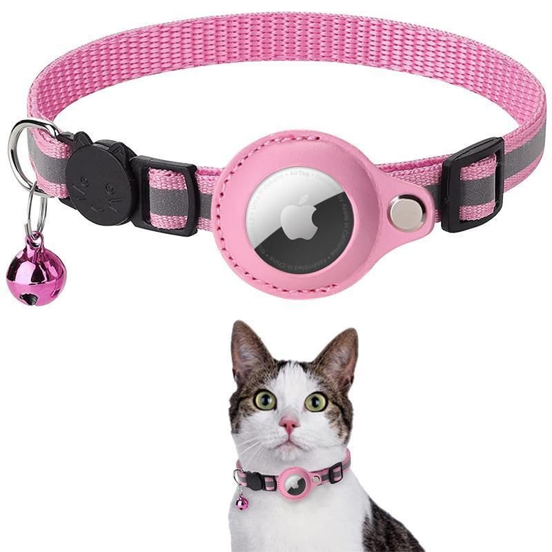 Reflective Pet Collar with Holder for AirTag Tracker – Anti-Lost Cat Dog Tag - Blue