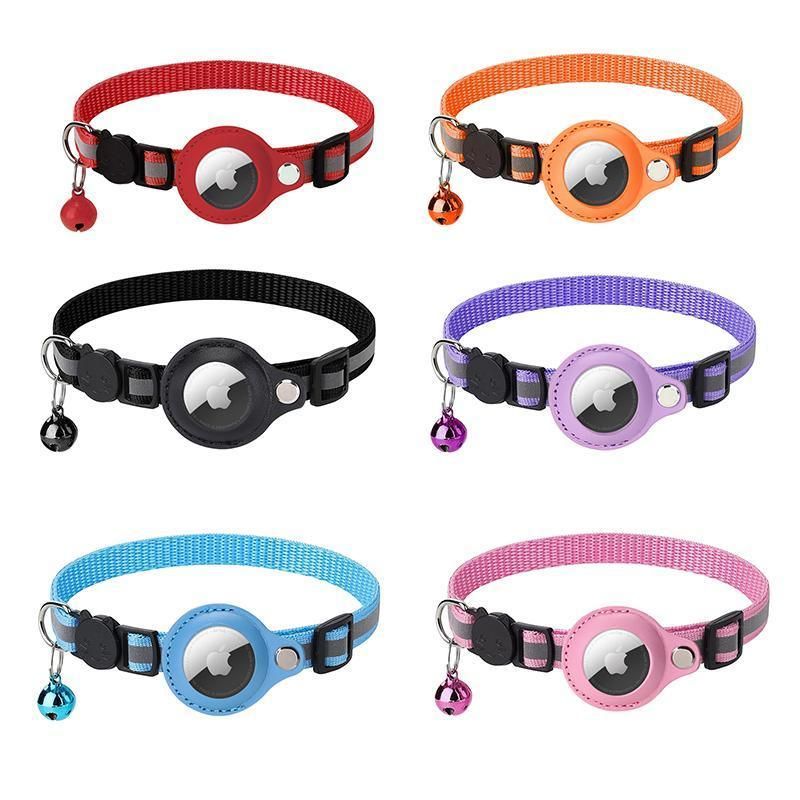 Reflective Pet Collar with Holder for AirTag Tracker – Anti-Lost Cat Dog Tag - Orange