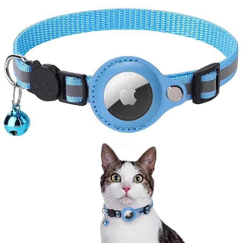 Reflective Pet Collar with Holder for AirTag Tracker – Anti-Lost Cat Dog Tag - Pink