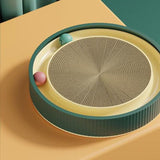 Cat Scratcher Lounge Bed Toy 40cm Round Foldable Cardboard Pad with Ball Track - Replacement Pad - Top-Down View