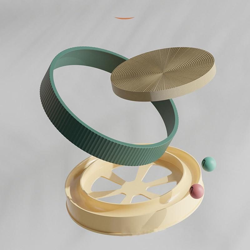 Cat Scratcher Lounge Bed Toy 40cm Round Foldable Cardboard Pad with Ball Track - Replacement Pad