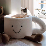 Cat Bed Coffee Cup Shape Cartoon Pet Bed Soft Nest Small Pets Sleeping Indoor - Extra Image