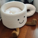 Cat Bed Coffee Cup Shape Cartoon Pet Bed Soft Nest Small Pets Sleeping Indoor - Extra Image